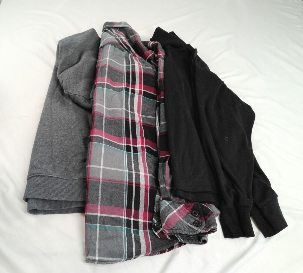 Men’s Hoodie + Flannel Shirt + Black Mock Neck Top Casual Wear Lot--Size L